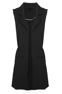 Stella' Long Crepe Vest | Black